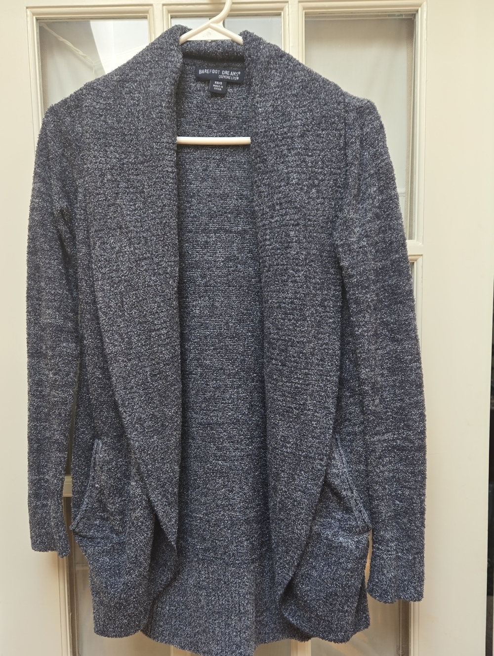 Barefoot Dreams Heather Navy Open-Front Shawl Cardigan/Robe XS/S